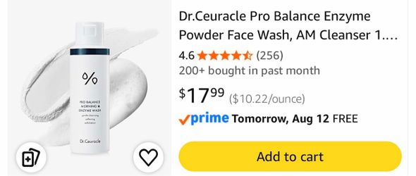 Dr.Ceuracle Pro Balance Enzyme Powder Face Wash, AM Cleanser 1.76 oz.