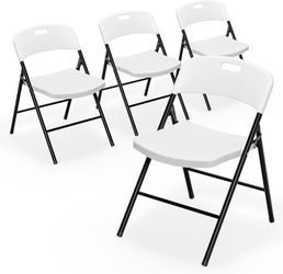 Folding Chairs, Plastic Foldable Chair, Capacity up to 350 lbs, Portable Seating for Indoor Outdoor Events Parties Camping Work School Commercail (4, 