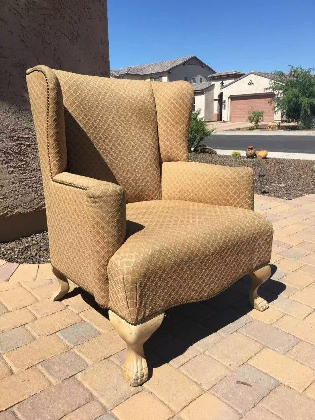 Golden Wingback Armchair - Claw Feet