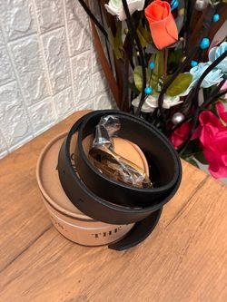 Men”s Leather Belt with Gold Buckle