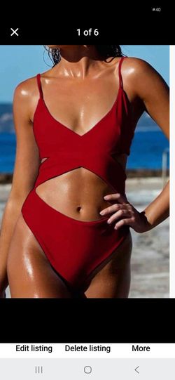 Womens Red Wrap Cutout Swimsuit XLARGE