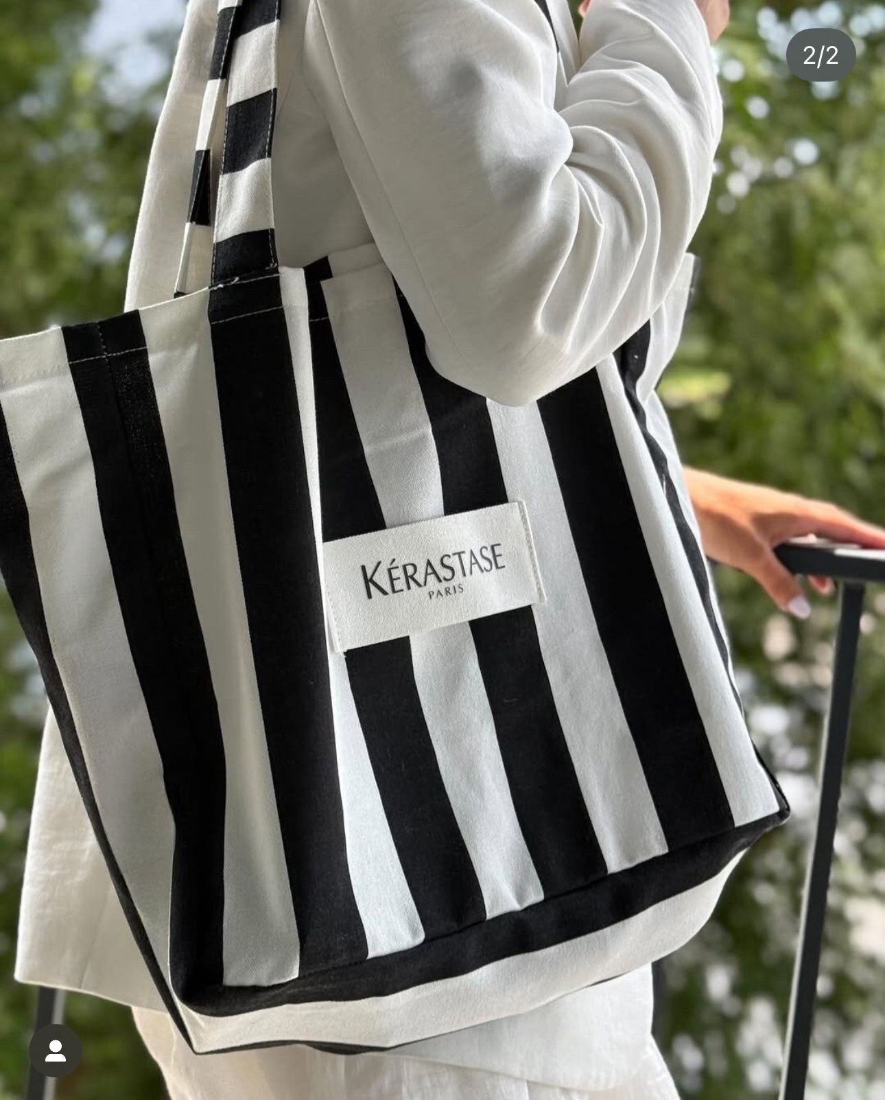 Kérastase Black/White Stripped Tote Bag
