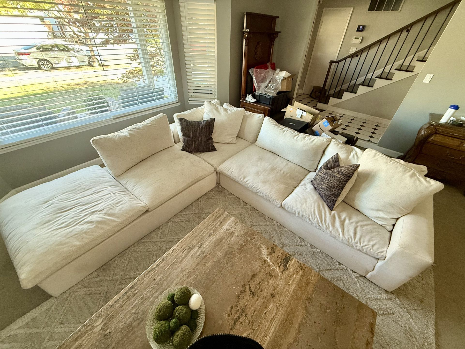 Living Spaces Utopia Sectional – Flax Linen (Light Beige) – $1,100 (San Jose)