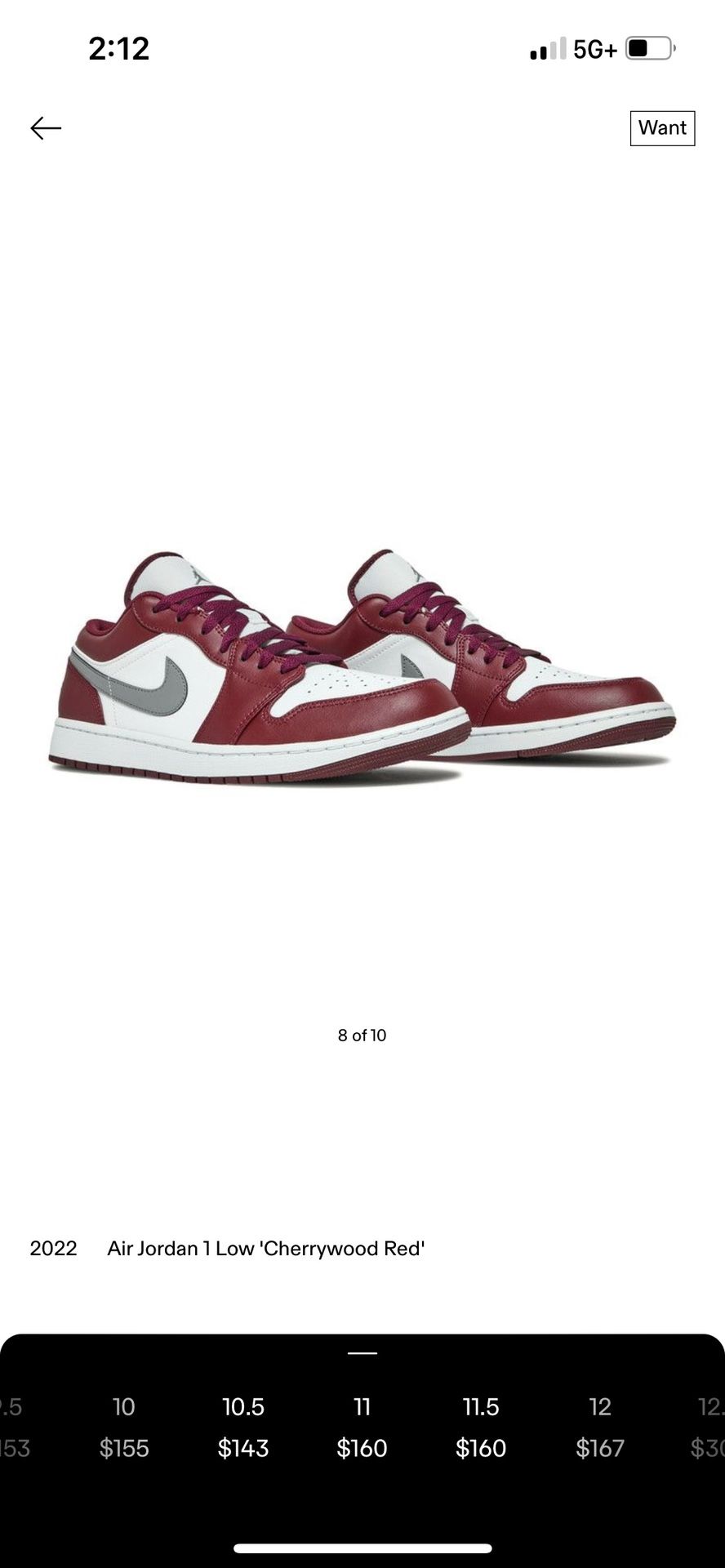 Air Jordan 1 Low Cherrywood Size 11