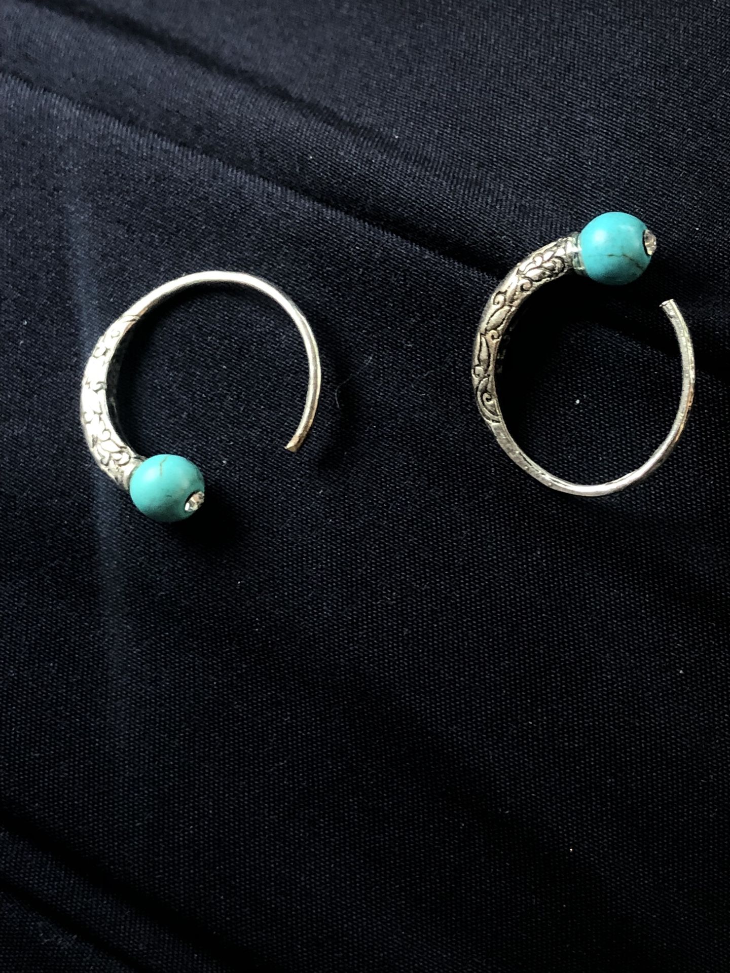 .925 Sterling Silver Vintage Turquoise Earrings