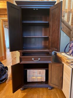 Dark Wood Armoire Storage Cabinet