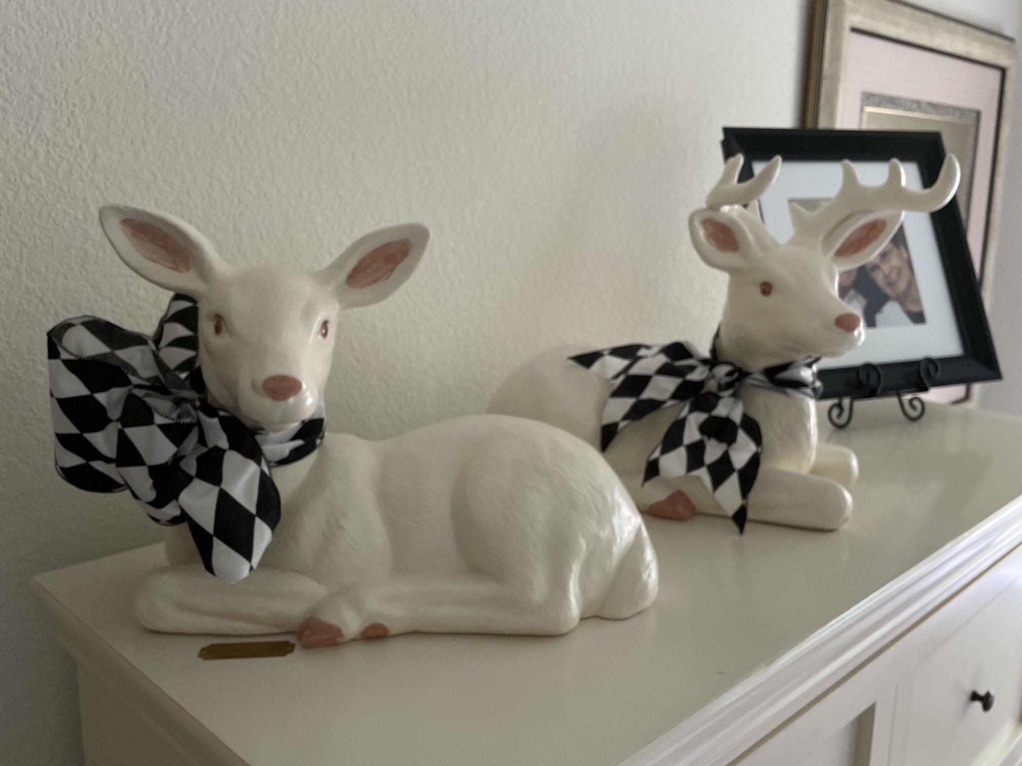 Porcelain Deer – Set Of Two, Decorative, Excellent Condition