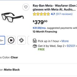 Ray-Ban Meta Wayfarer Gen 2 Smart Glasses 