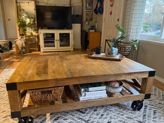Handcrafted Rustic Industrial Solid Wood Coffee Table