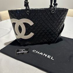 Chanel Cambon Line Shoulder Bag Cambon GM Tote Bag Black Color Rare