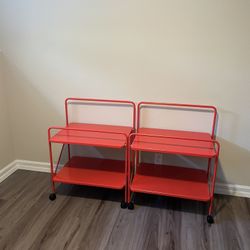 Two Red IKEA Carts/Shelves