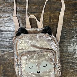 Mini Fox Sequin Backpack Rose Gold