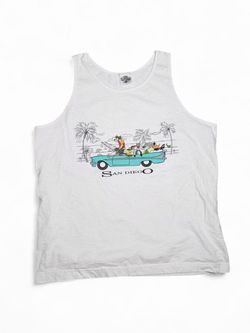 Vintage 90s Looney Tunes San Diego Tank Top - Bugs Bunny Convertible Beach Acme Clothing