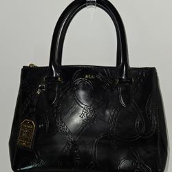 Ralph Lauren Black Leather Satchel Handbag