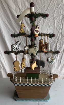 Noah's Ark Wooden Ornament Tree