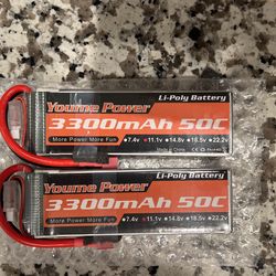 Lipo 3S Battery,11.1v 3300mAh Lipo Battery Pack 50C with T Plug for RC Helicopter Airplane Boat Quadcopter (2 Packs)