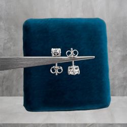 Push Back Earrings In 14k White Gold 