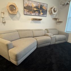 Three-Piece Sectional Gray Couch Recliner
