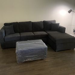 Dark Grey Sectional With Ottoman ‼️different Colors Available ‼️