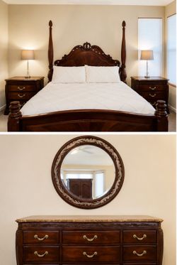 Beautiful wood 6 piece Cal King bedroom set
