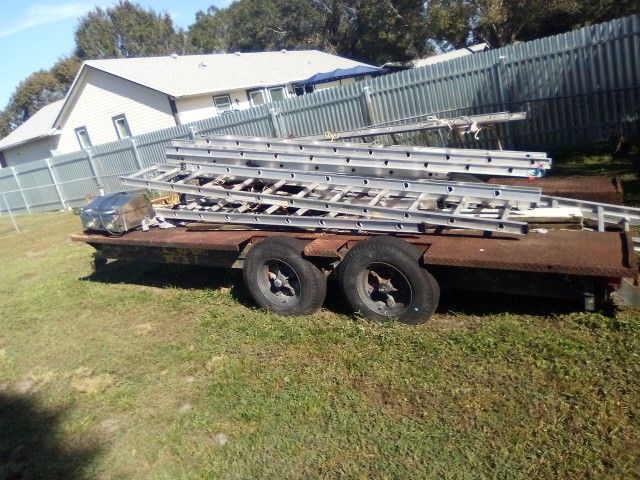 Great Heavy Duty 8x16 Flat Bed Trailer Pintle Hitch N Brakes Also 10k Lb  Axles Great For Hauling  Bobcats ,Backhoes,Tractor's Or Mud Buggies 