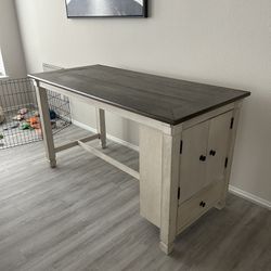 Bar Height Table With Storage Cabinet And 4 Stools 