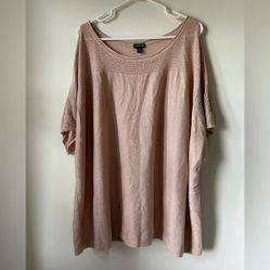Torrid Pale Pink  Shimmer Pointelle Cold Shoulder Dolman Top
