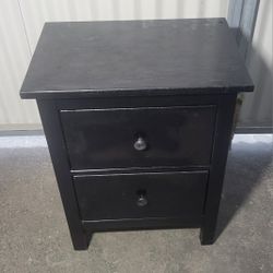 Black Wood 2-Drawer Nightstand