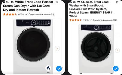 Electrolux Front Load Washer and Gas Dryer Set