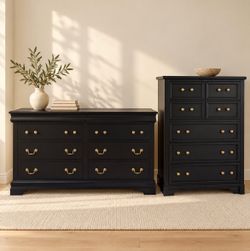 🖤 Black & Gold Dresser Set – Both Pieces $450