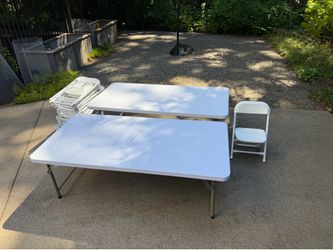 Two trestle tables + 20 chairs