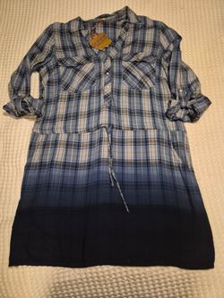 Princess Vera Wang Born to Ride Brand New Deep Blue Ombre Dress Pearl Snaps