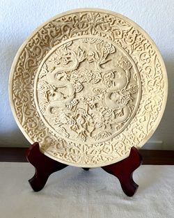 Camel Bone Carved Twin dragons