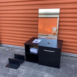 New Puluomis Bath Vanity Cabinet with Solid Surface Vanity Top with Mirror in Black
