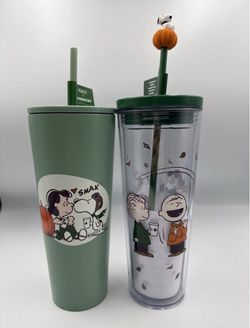 Peanuts Snoopy Starbucks 2026 24oz. Clear & Green Tumbler Lot