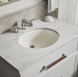 KOHLER 2210-96 Caxton Under-Mount Bathroom Sink, Include Overflow Drain, Fits 14" x17" Cutouts, Undermount Installation, Biscuit