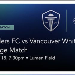 FACE VALUE- Seattle Sounders FC vs Vancouver Whitecaps FC (4/20/24)-Price Per Ticket