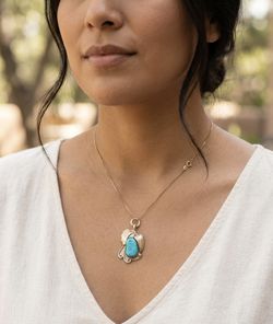 Turquoise Necklace With Gold Plated Chain 20”