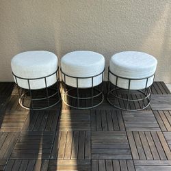 Grey And Matte Black Ottomans 