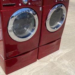 Red Color Lg Front Load Washer And Dryer Electric High Efficiency 