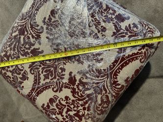Crimson & Cream Raised Velvet Brocade Ottoman