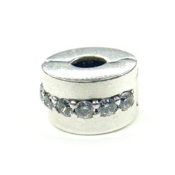925 Silver Pandora Cubic Zirconia Clear Sparkling Row Clip Charm