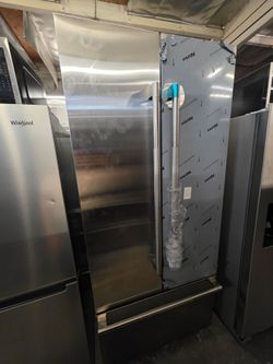 36" JENN AIR BUILT IN FRENCH DOOR STAINLESS STEEL REFRIGERATOR