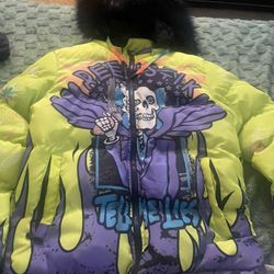 Men's Reelistik Nyc Neon Tell Me Lies Puffer All Over Print Jacket