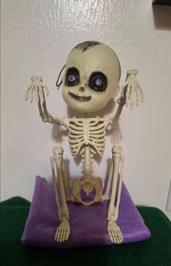 Spooky Skeleton Baby Hanging Prop - Posable Halloween Decor 14"