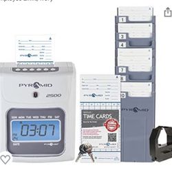 Pyramid Time Systems Model 4000 Auto Totaling Time Clock, 50 Employees, Includes 25 time Cards, Ribbon, 2 Security Keys and User Guide, Made in USA, S