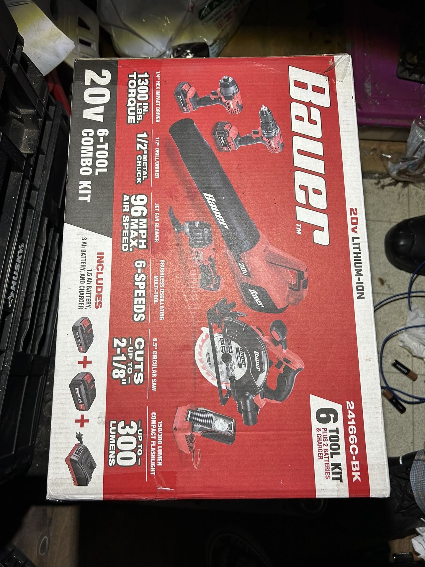 π οΈ Bauer 20V Cordless 6-Tool Combo Kit (Model 24166C-BK) β Brand New