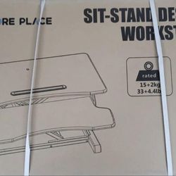 32 in W Core Place Adjustable Height Sit Stand 2 Level Desktop Station Black