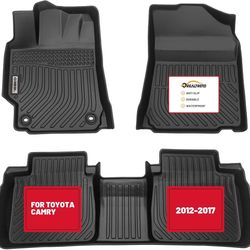 orealtrend Car Floor Mats Compatible with Toyota Camry 7th 2012-2017, All Weather TPE, Heavy Duty, Spill Proof, Non-Slip, Full Set of Liners, Front Li