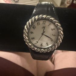 Designer JAI Sterling Silver And Croco Leather Watch 